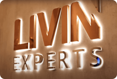 Livin Experts logo on the wall